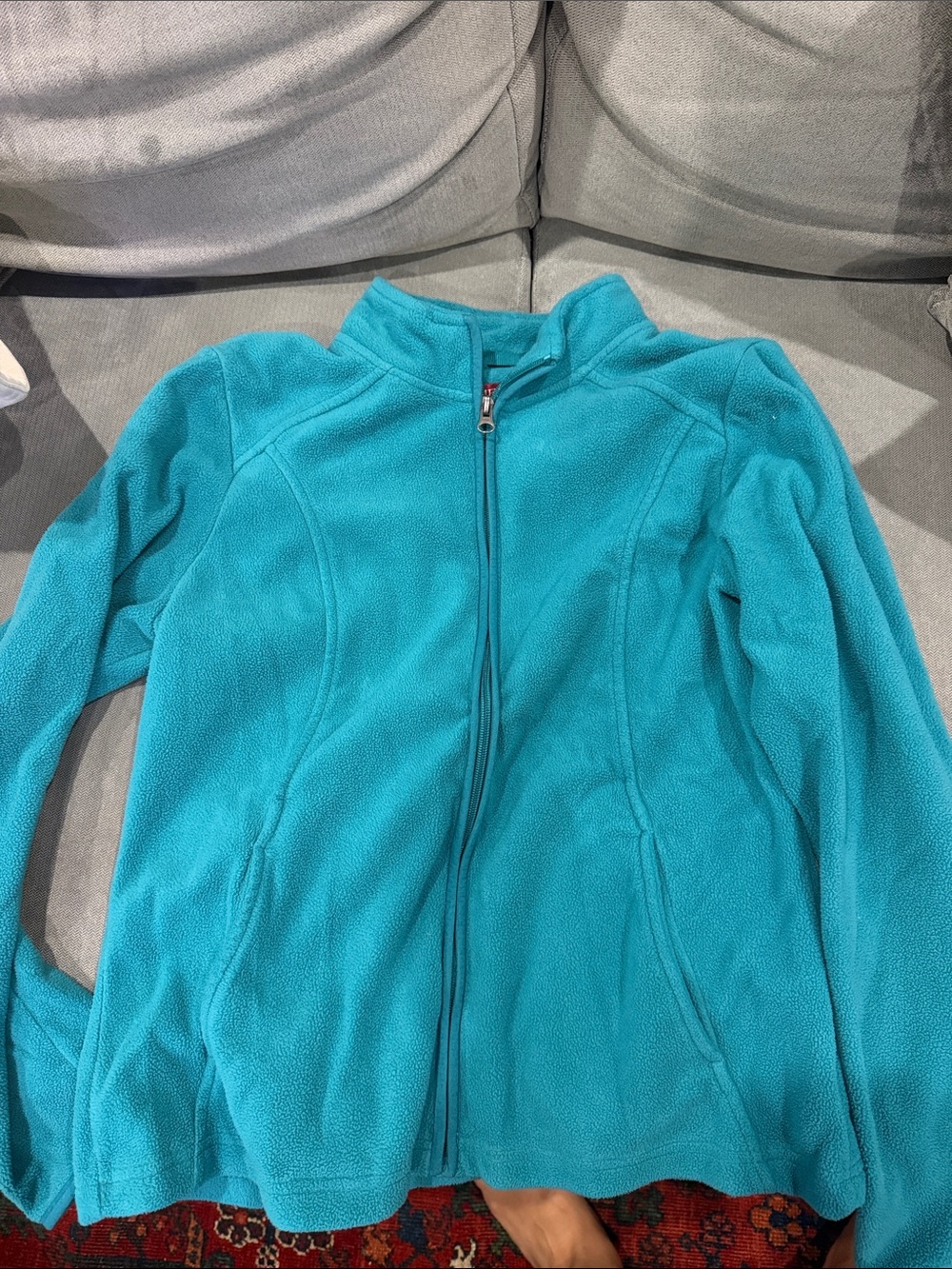 Women's Teal Fleece Zip-Up Jacket - medium